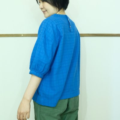 画像3: DAVO DAVO　 コットンリネンドビーチェックの５分袖ブラウス