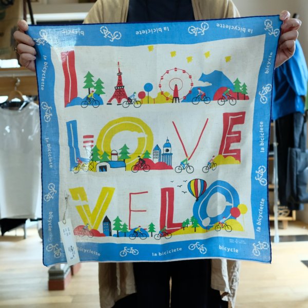 画像1: 快晴堂 バンダナ　　I LOVE VELO柄 (1)