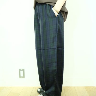 画像1: トラバイユマニュアル　キュプラチェック　サッシュワイドパンツ