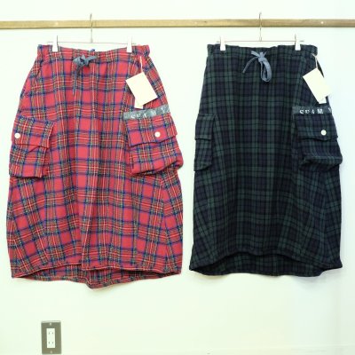画像1: 快晴堂　タータンチェック　アルピーノポケットスカート