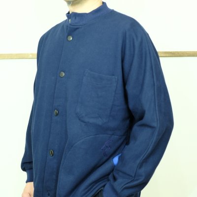 画像1: SLOWHANDS オーガニックコットンフリース ハイネックリブカーディガン