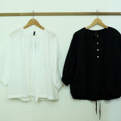 画像1: travail manuel  リップルローン　ギャザースモック